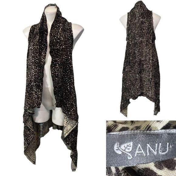 Anu Cardigan Vest Womens M/L Boho Animal Print waterfall Artsy‎ Topper -12 - Picture 1 of 5